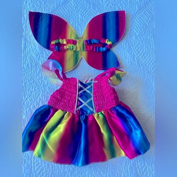 Build-A-Bear Rainbow Fairy Dress and Wings. Includes pink sandals